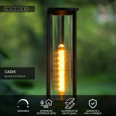Lucide CADIX - Borne extérieur - Ø 16 cm - 1xE27 - IP65 - Noir